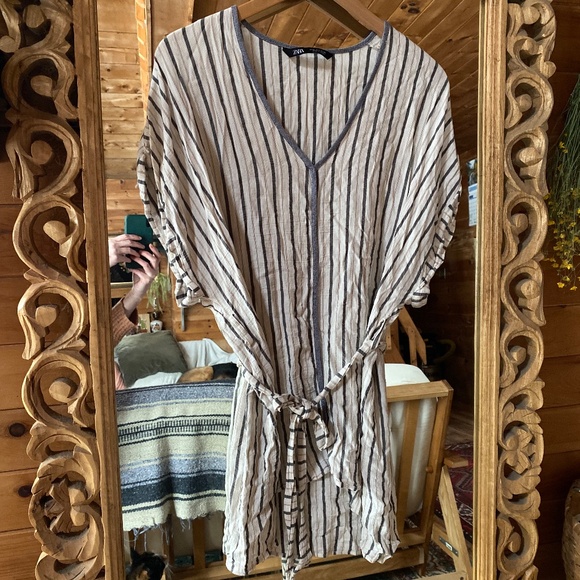 ZARA Linen Blend Tie Front Tunic - Picture 5 of 5